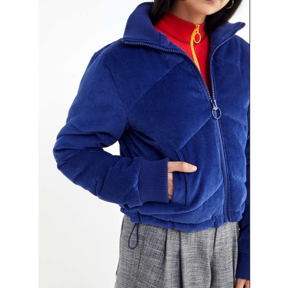 Blue Corduroy Puffer Coat 